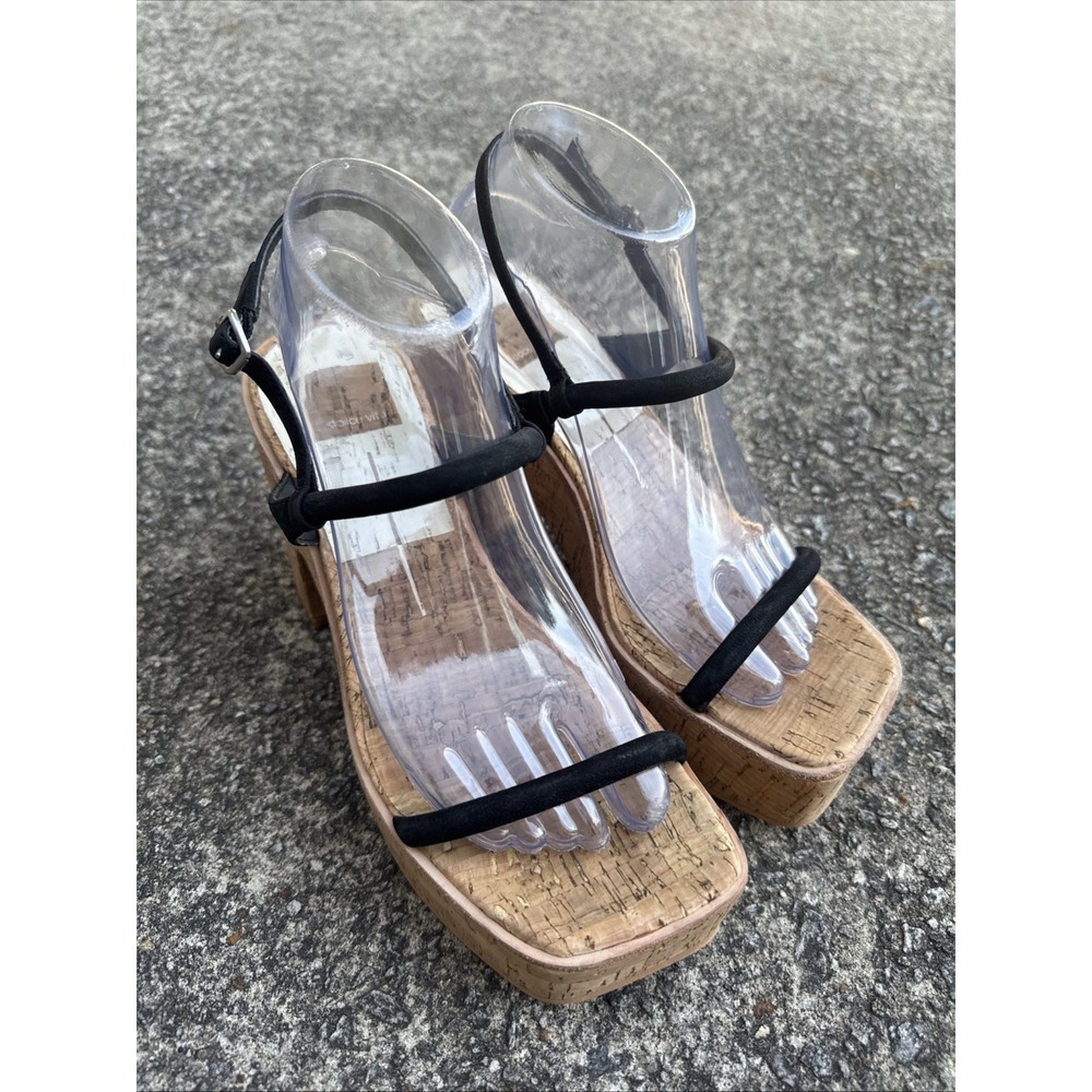 Dolce Vita Jodie‎ Sandals Women's 8.5 Black Strappy Platform Cork Heels